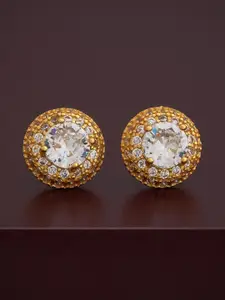 Kushal's Fashion Jewellery 92.5  Silver Gold-Plated Zircon Studded Studs Earrings