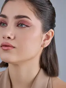 Kushal's Fashion Jewellery 92.5  Silver Gold-Plated CZ Studded Studs Earrings