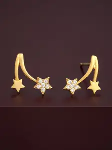 Kushal's Fashion Jewellery 92.5  Silver Gold-Plated Zircon Classic Studs