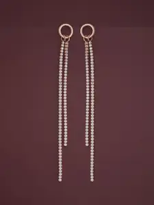 Kushal's Fashion Jewellery 92.5  sterling silver Rose Gold-Plated Classic Zircon Earrings