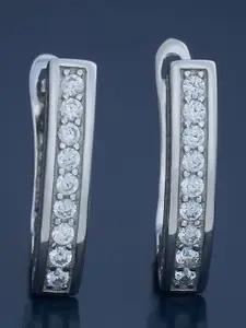 Kushal's Fashion Jewellery 92.5 Sterling Silver Rhodium-Plated Party Classic Hoop Earrings