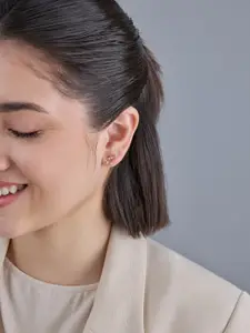 Kushal's Fashion Jewellery 92.5  Silver Rose Gold-Plated CZ Classic Studs