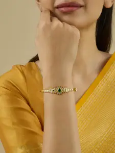 Kushal's Fashion Jewellery Embellished Bridal 92.5 Gold-Plated Zircon Studded Kada Bangle