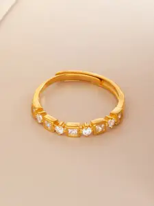 Kushal's Fashion Jewellery White Gold-Plated Ethnic 92.5 Pure Silver Finger Ring