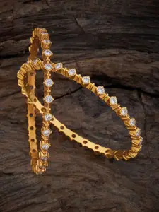 Kushal's Fashion Jewellery Set Of 2 92.5 Pure Silver Gold-Plated Temple Bangles