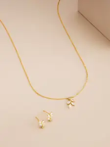 Kushal's Fashion Jewellery White 925 Pure Silver Gold-Plated Party Pendant Set