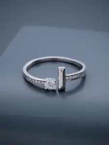 Kushal's Fashion Jewellery White Rhodium-Plated Ethnic 92.5 Pure Silver Finger Ring