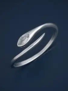 Kushal's Fashion Jewellery Sterling Silver Rhodium-Plated Cubic Zirconia Temple Finger Ring