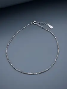 Kushal's Fashion Jewellery 92.5 Pure Silver Rhodium-Plated Anklet