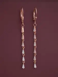 Kushal's Fashion Jewellery 92.5  Silver Rose Gold-Plated CZ Classic Hoop Earrings