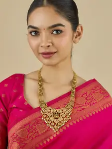 Kushal's Fashion Jewellery Embellished Bridal 92.5 Zircon Temple Necklace