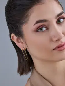 Kushal's Fashion Jewellery 92.5  Silver Gold-Plated CZ Studded Hoop Earrings