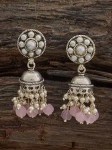 Kushal's Fashion Jewellery 92.5 Sterling Silver Dome Shaped Silver-Plated Jhumkas Earrings