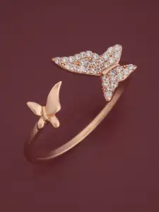 Kushal's Fashion Jewellery White Rose Gold-Plated Party 92.5 Sterling Silver Finger Ring
