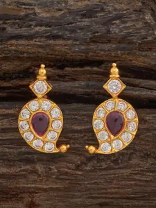 Kushal's Fashion Jewellery Embellished Bridal 92.5 Ruby-Rhodium-Plated Studs Earrings