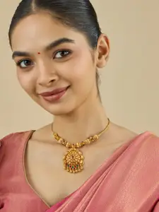 Kushal's Fashion Jewellery Embellished Bridal 92.5 Gold-Plated Artificial Stones Necklace