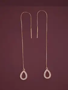 Kushal's Fashion Jewellery 92.5  Silver Rose Gold-Plated Zircon Drop Earrings