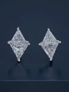 Kushal's Fashion Jewellery 92.5  Silver Rhodium-Plated Classic Zircon Studs