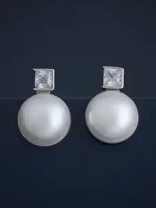 Kushal's Fashion Jewellery 92.5  Silver Rhodium-Plated Classic Studs Earrings