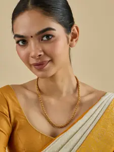 Kushal's Fashion Jewellery Embellished Bridal Gold-Plated Temple Necklace