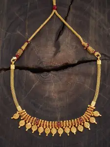 Kushal's Fashion Jewellery 92.5 Silver Gold-Plated Artificial Stones Necklace