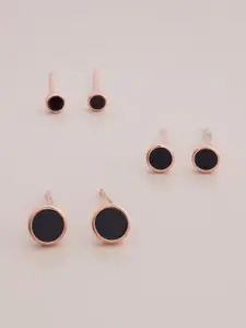 Kushal's Fashion Jewellery 92.5 Sterling Silver Rose Gold Plated Circular Studs Earrings