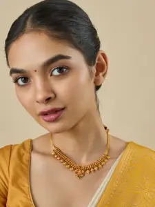 Kushal's Fashion Jewellery Embellished Bridal Silver Stone Lakshmi Goddess Necklace