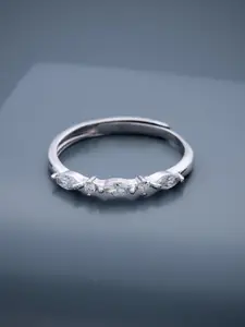Kushal's Fashion Jewellery Rhodium-Plated Stone-Studded Adjustable Finger Ring
