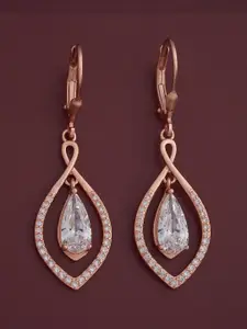 Kushal's Fashion Jewellery 92.5  Silver Rose Gold-Plated Hoop Earrings