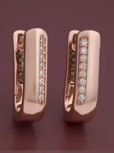 Kushal's Fashion Jewellery 92.5  Silver Rose Gold-Plated Classic Hoop Earrings