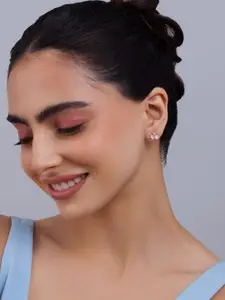 Kushal's Fashion Jewellery 92.5 Sterling Silver Gold Plated Zircon Temple Studs