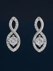 Kushal's Fashion Jewellery 92.5  Silver Rhodium-Plated Zircon Studded Earrings