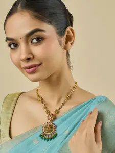 Kushal's Fashion Jewellery Embellished Bridal 92.5 Silver CZ- Lakshmi Necklace