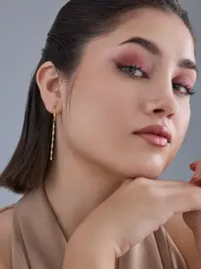 Kushal's Fashion Jewellery 92.5 Silver Gold-Plated Classic Zircon Drop Earrings