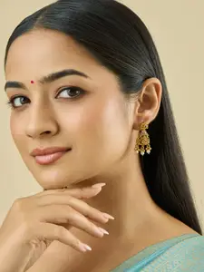 Kushal's Fashion Jewellery Embellished Bridal Contemporary Drop Earrings