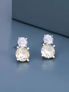 Kushal's Fashion Jewellery Silver Rhodium-Plated Zircon Classic Studs Earrings
