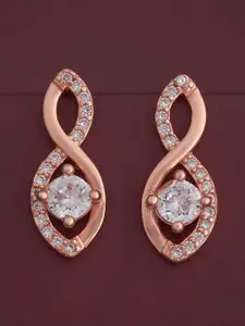 Kushal's Fashion Jewellery 92.5  Silver Rose Gold-Plated Classic Zircon Studs