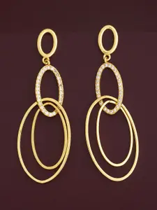 Kushal's Fashion Jewellery 92.5  Silver Gold-Plated Classic Zircon Drop Earrings