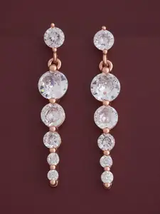 Kushal's Fashion Jewellery 92.5  Silver Rose Gold-Plated Classic Drop Earrings