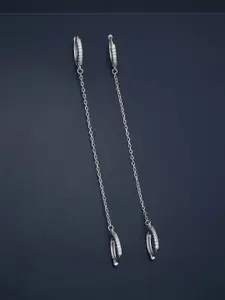 Kushal's Fashion Jewellery 92.5  Silver Rhodium-Plated CZ Classic Hoop Earrings