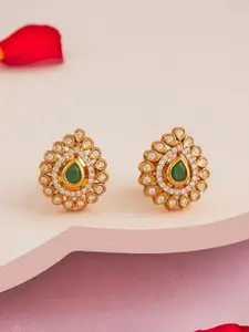 Kushal's Fashion Jewellery 92.5 Silver Gold-Plated Artificial Stones Studs