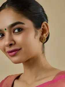 Kushal's Fashion Jewellery Embellished Bridal 92.5 Silver Contemporary Temple Studs