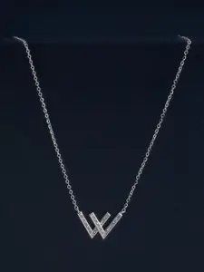 Kushal's Fashion Jewellery  92.5  Silver Rhodium-Plated Zirconia Studded Necklace