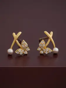 Kushal's Fashion Jewellery 92.5  Silver Gold Plated Pearls Studded Party Studs