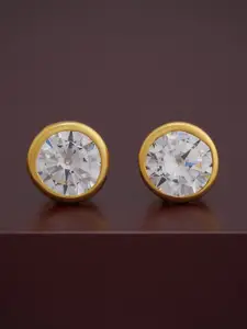 Kushal's Fashion Jewellery 92.5  Silver Gold-Plated Circular Stone Studded Studs