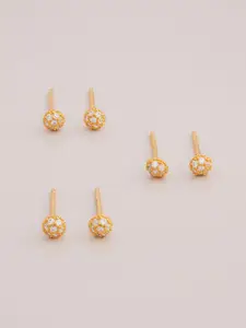 Kushal's Fashion Jewellery 92.5 Sterling Silver Gold Plated Geometric Studs Earrings