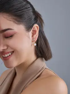 Kushal's Fashion Jewellery 92.5  Silver Gold-Plated Classic Zircon Drop Earrings