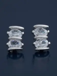 Kushal's Fashion Jewellery Classic 92.5  Silver Rhodium-Plated CZ Studs Earrings