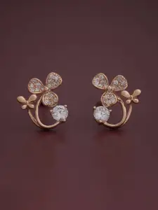 Kushal's Fashion Jewellery 92.5  Silver Rose Gold-Plated Classic Zircon Studs