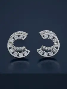 Kushal's Fashion Jewellery 92.5  Silver Rhodium-Plated Zircon Classic Earrings